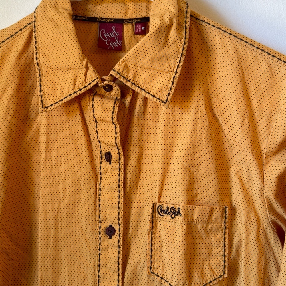 Western Cruel Girl button up long sleeve Medium Cowgirl Rodeo Country yellow EUC